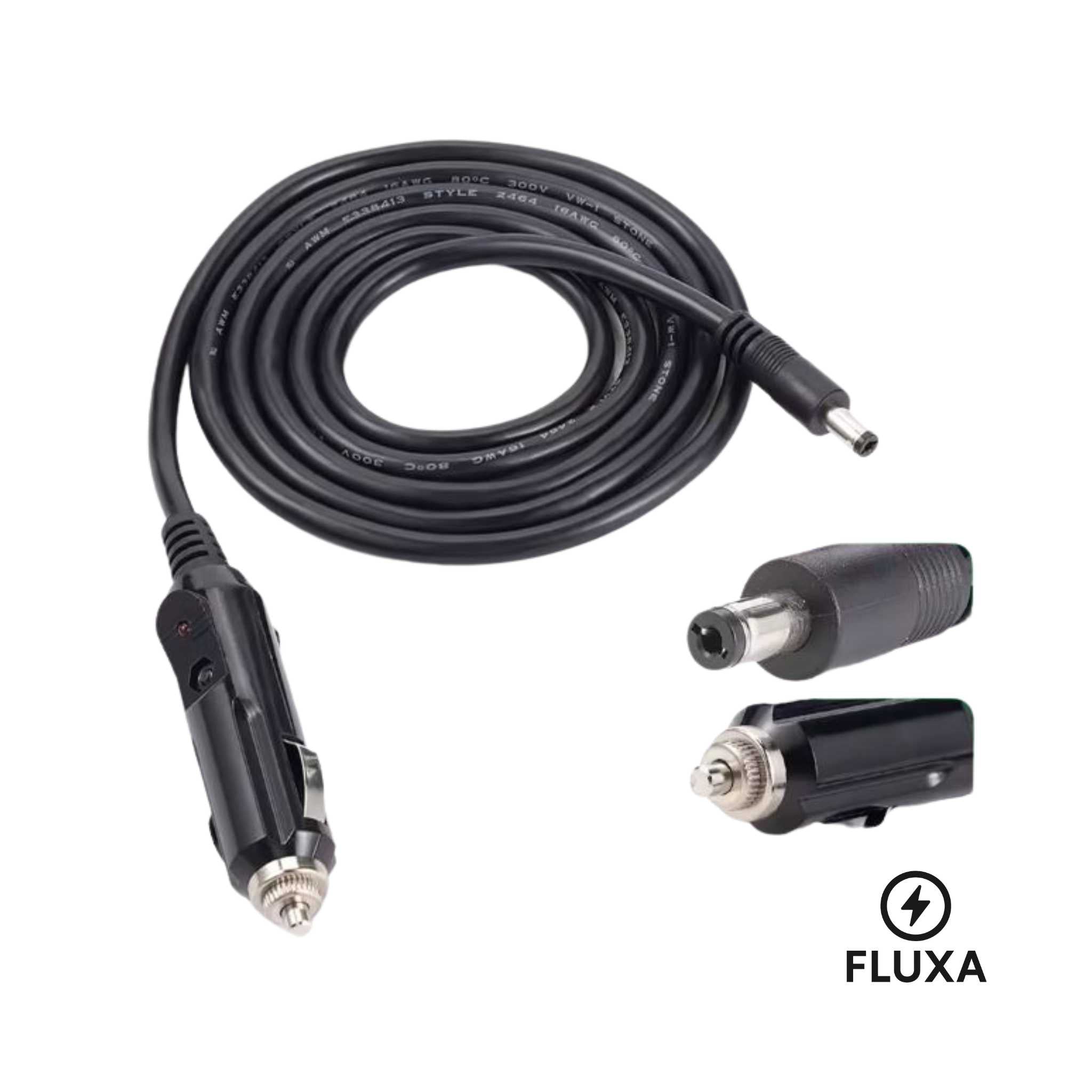Fluxa Bil - ladekabel DC5521/DC7909 til 12V - PECRON.NO
