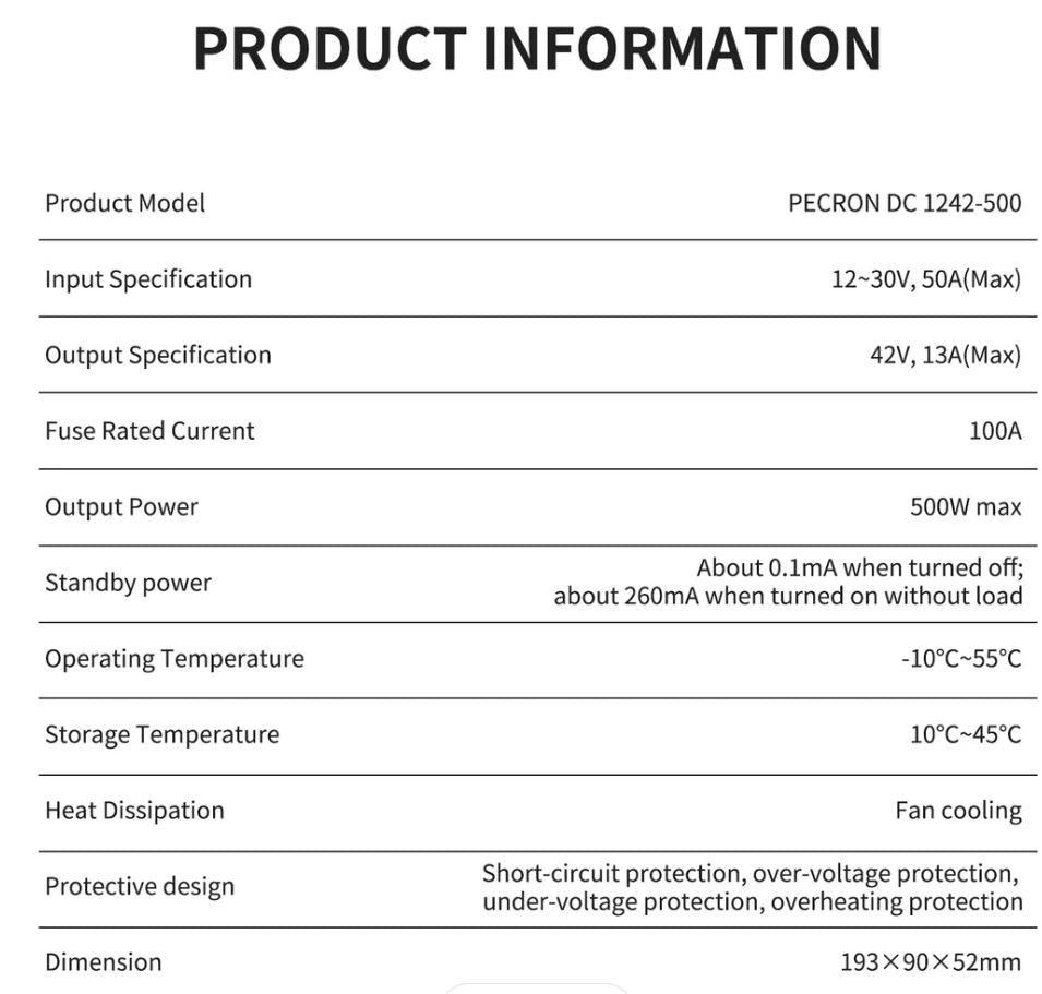 Pecron 500W billader DC1242 - 500 for biler, båter, campingvogner m.m. - PECRON.NO