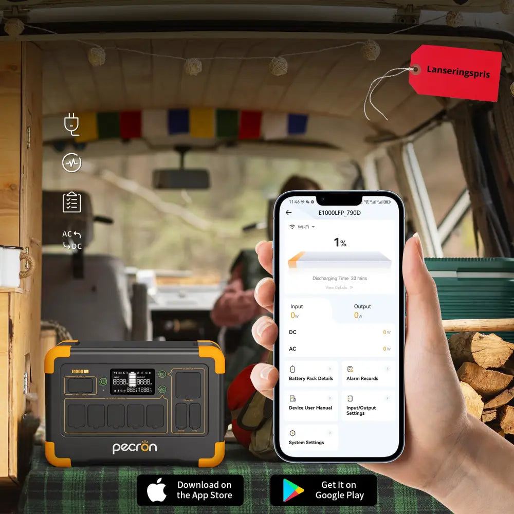 Pecron E1000LFP – For ekstremvær Forvarme mulighet!